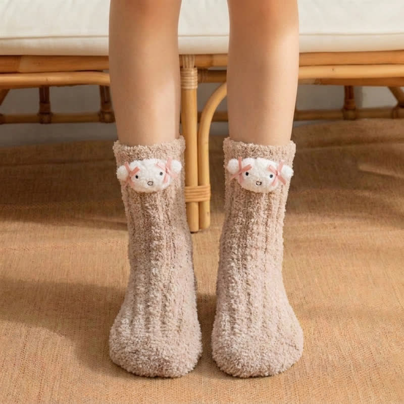 Christmas Holiday 3D Cartoon Accent Quarter Socks (3 Pairs) - image 1