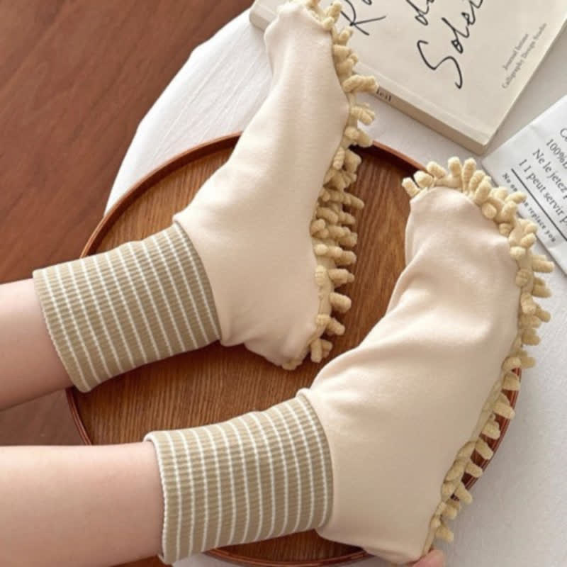 Microfiber Cleaning Dust Mop Slipper Socks (4 Pairs) - Khaki - EU36-40(US2-7) - image 5