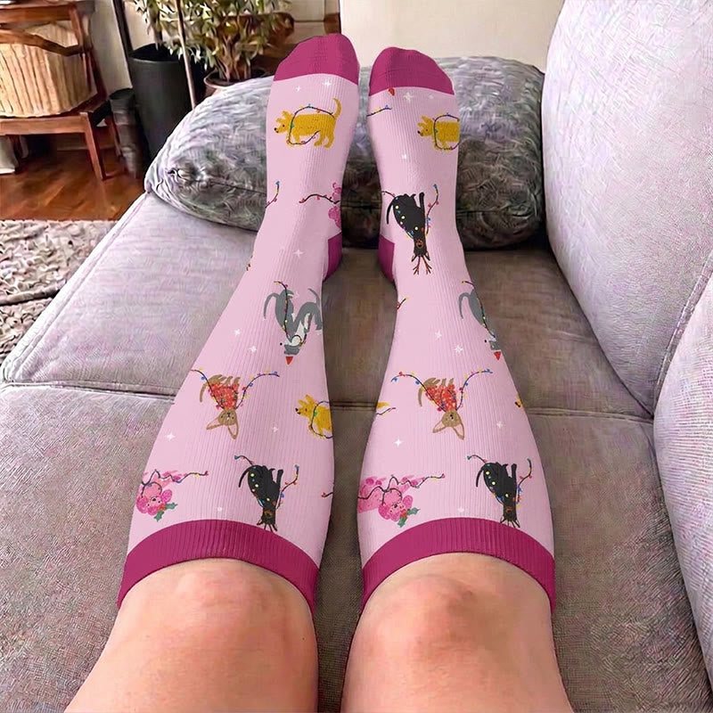 Plus Size Christmas Animal Compression Socks - image 3