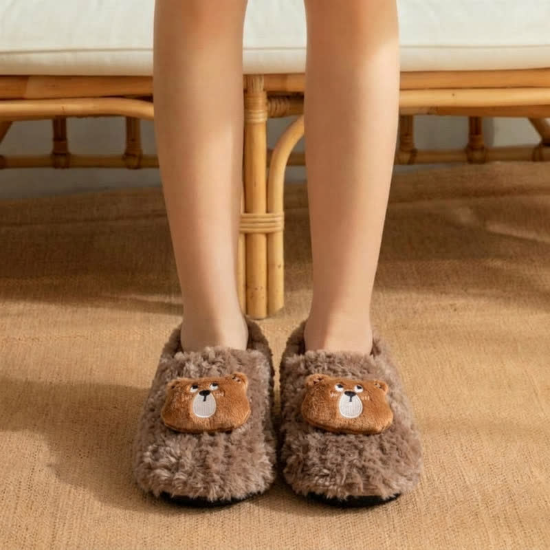 Cute Cat Plush Home Shoes - Coffee - Kids EU32-35(US1-3.5) - image 4