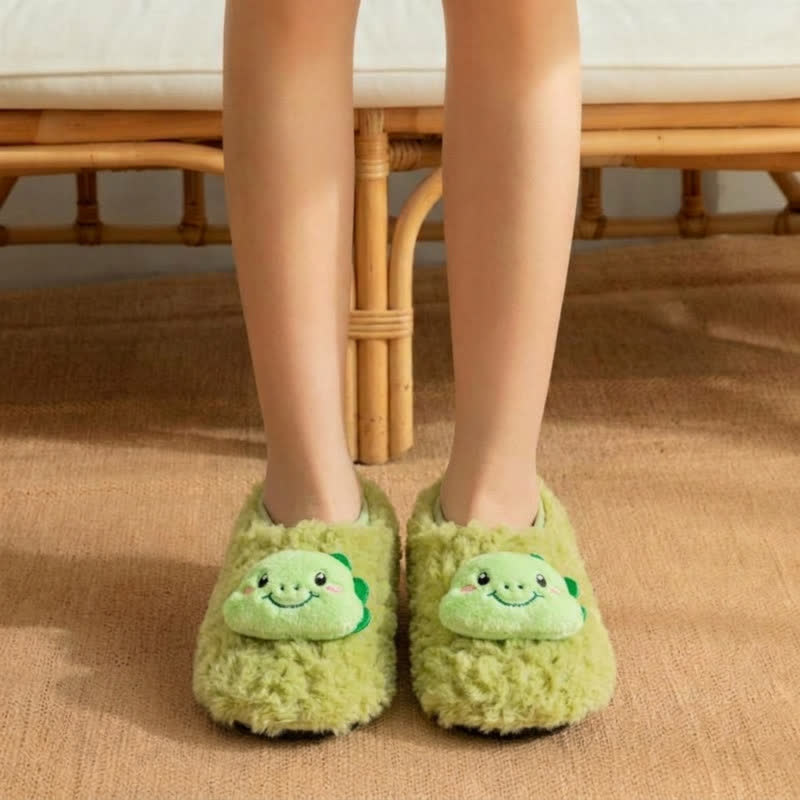 Cute Cat Plush Home Shoes - Green - Kids EU32-35(US1-3.5) - image 3