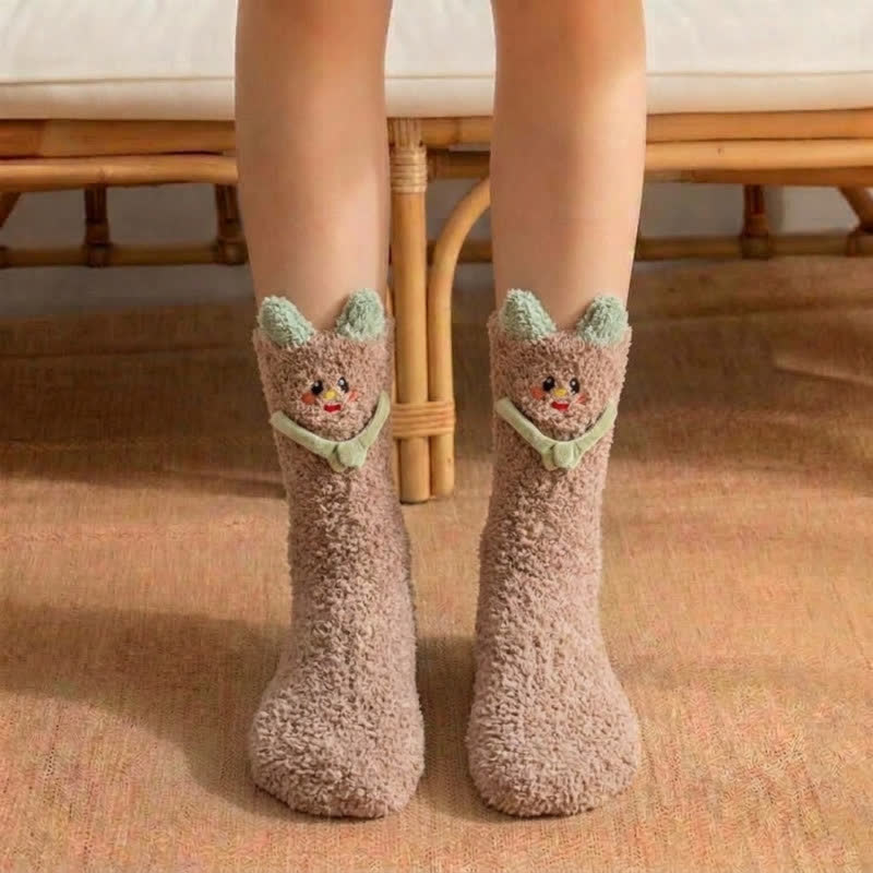 Cute Cat Animal Hand Holding Socks - Khaki - EU36-42(US3-8.5) - image 5