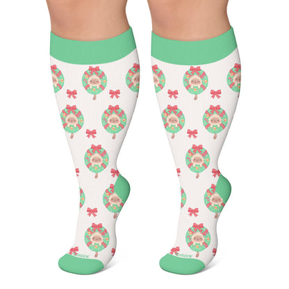 Plus Size Cactus Dog Cat Compression Socks - White - 4XL - image 6