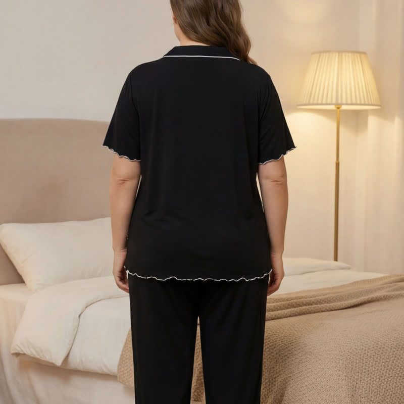 Plus Size Contrast Trim Pajama Set - image 7