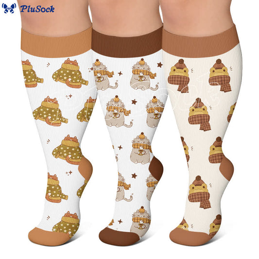 Plus Size Cozy Woodland Critter Compression Socks - image 0