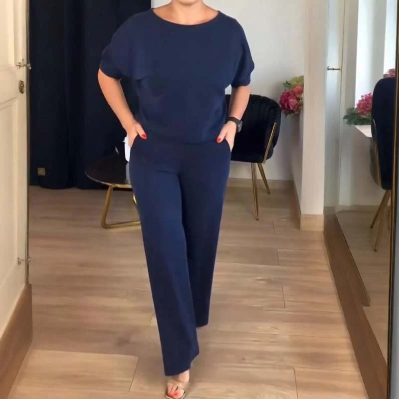 Tencel Blend Belted Wide Leg Three Piece Loungewear Set - image 6