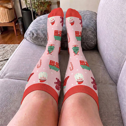 Plus Size Santa Holiday Pattern Compression Socks - image 2