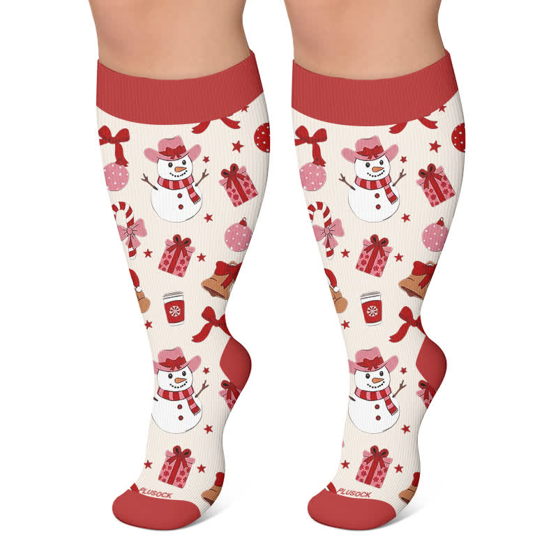 Plus Size Gingerbread Snowman Compression Socks - Wine - 4XL - image 4