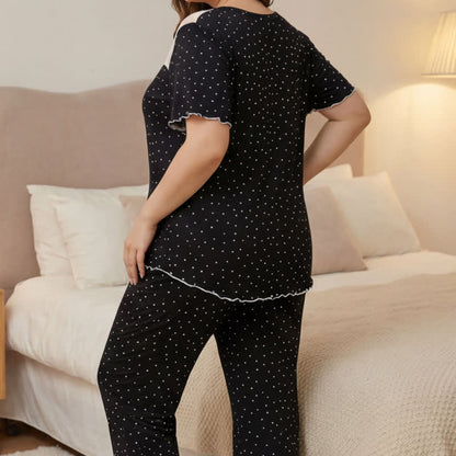 Soft Polka Dot Lace Pajama Set - image 4