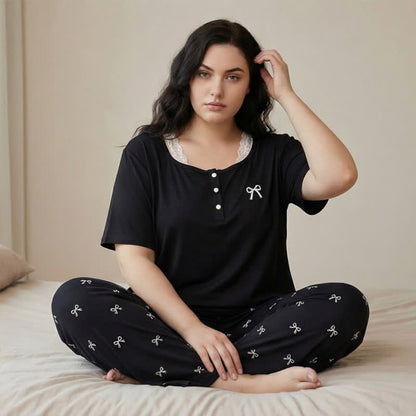 Lace Trim Bow Pajama Set - image 0