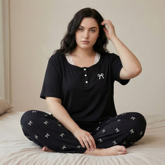 Lace Trim Bow Pajama Set - image 0