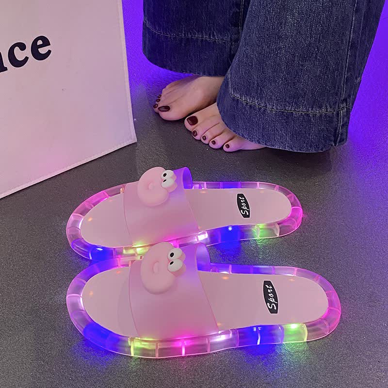 Cartoon Face Light Up Jelly Slides - Pink - Kids EU34–35(3–3.5) - image 2