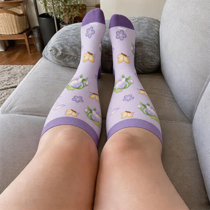 Plus Size Floral Frog Compression Socks - image 1