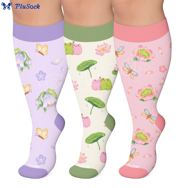 Plus Size Floral Frog Compression Socks - image 0