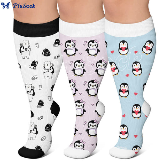 Plus Size Cute Penguin Compression Socks - image 0
