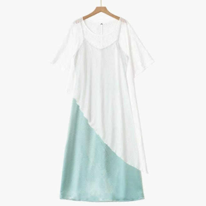Airy Asymmetric Maxi Dress Set - 2Pcs Set - 6XL - image 0