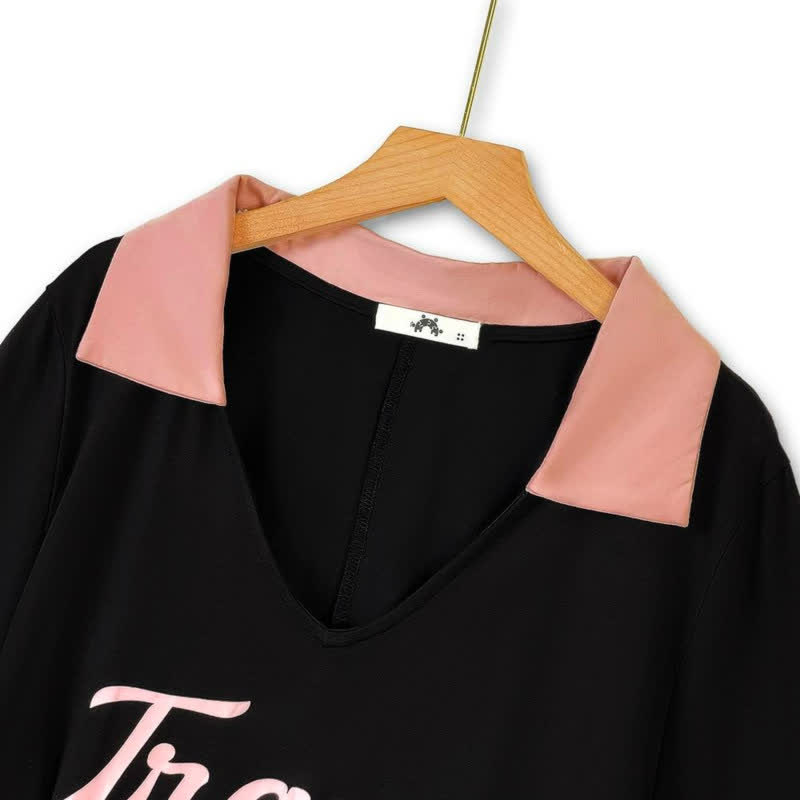 Contrast Collar Short Sleeve Midi Dress - image 1