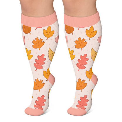 Plus Size Autumn Ducks Compression Socks - Pink - 4XL - image 4