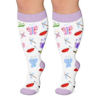 Plus Size Nature Animal Print Compression Socks - White - 4XL - image 4