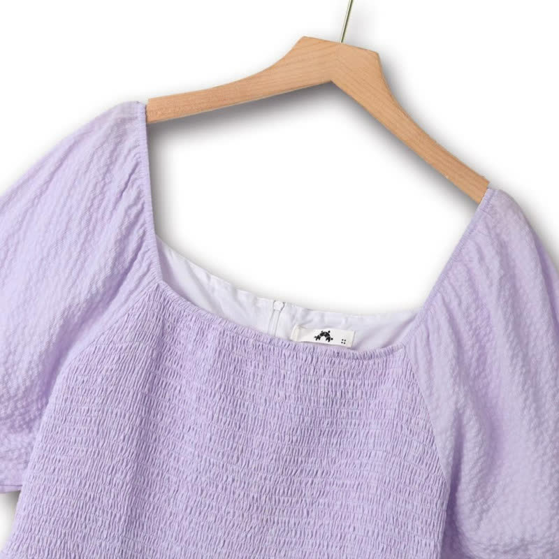 Lilac Textured Puff Sleeve Midi Dress - image 1