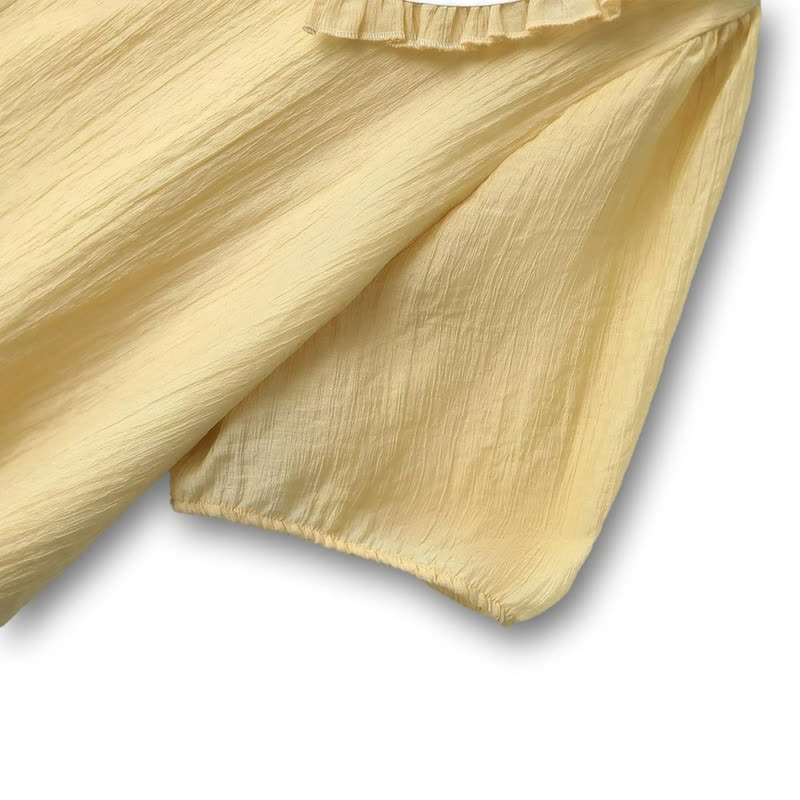 Plus Size Ruffle Collar Bow Puff Sleeve Blouse - image 2