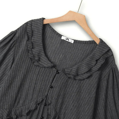 Plus Size Ruffle Collar Textured Blouse - image 3