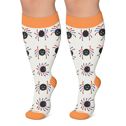 Plus Size Bat Cat Compression Socks - White - 4XL - image 6