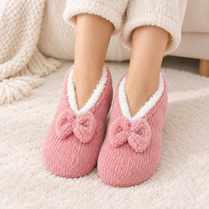 Lavender Bow Plush Slipper Socks - image 0
