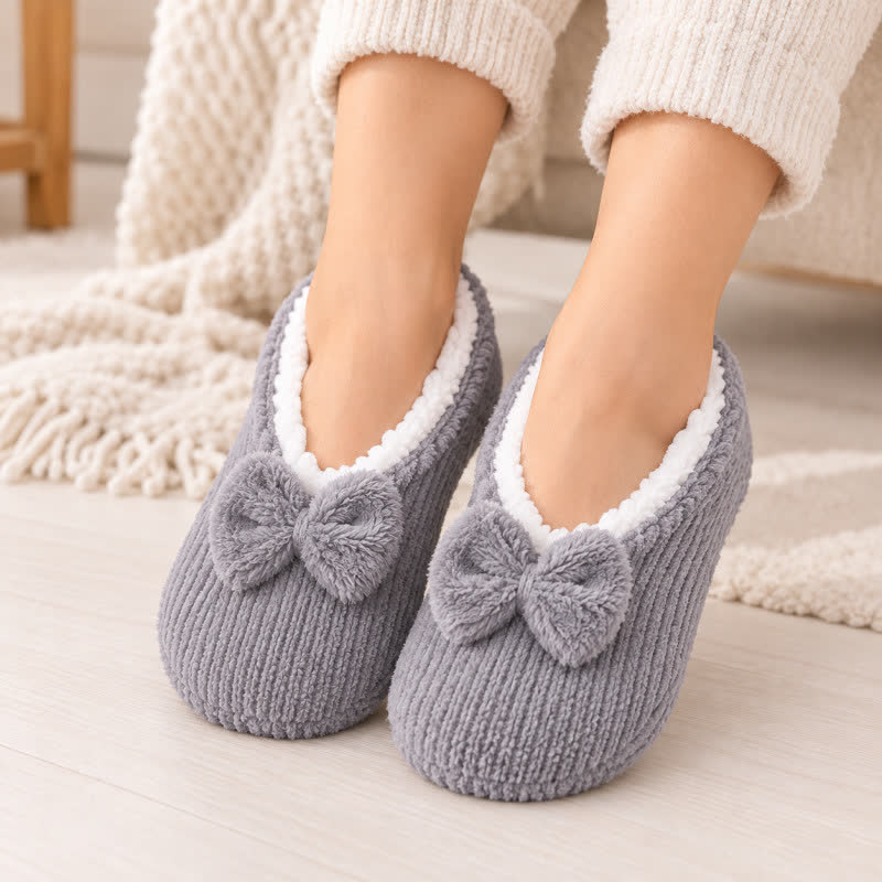 Lavender Bow Plush Slipper Socks - image 1