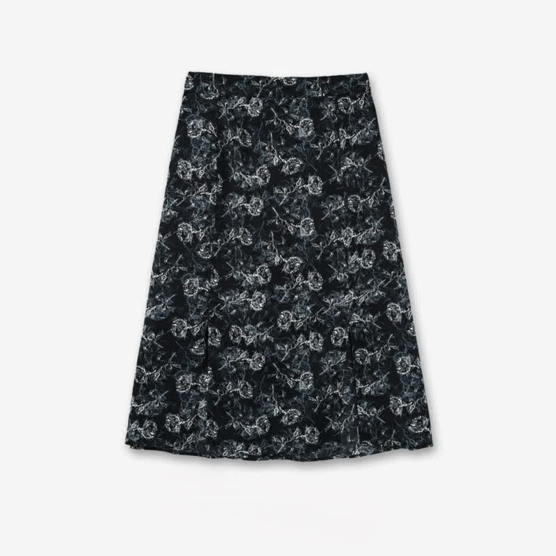 Plus-Size Black Floral Two-Piece Skirt Set - Midi Skirt - 6XL - image 2