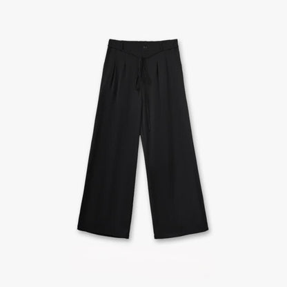 Black Drawstring Wide Leg Pants - Black - 6XL - image 0