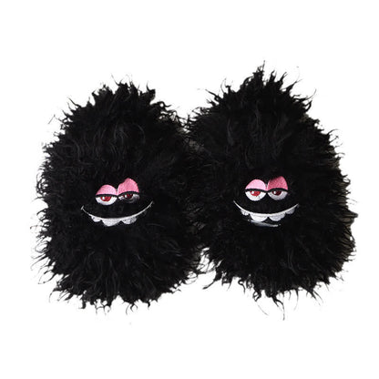 Pink Fluffy Cartoon Eye Indoor Slippers - Black - 50-51(US12.5-13) - image 6