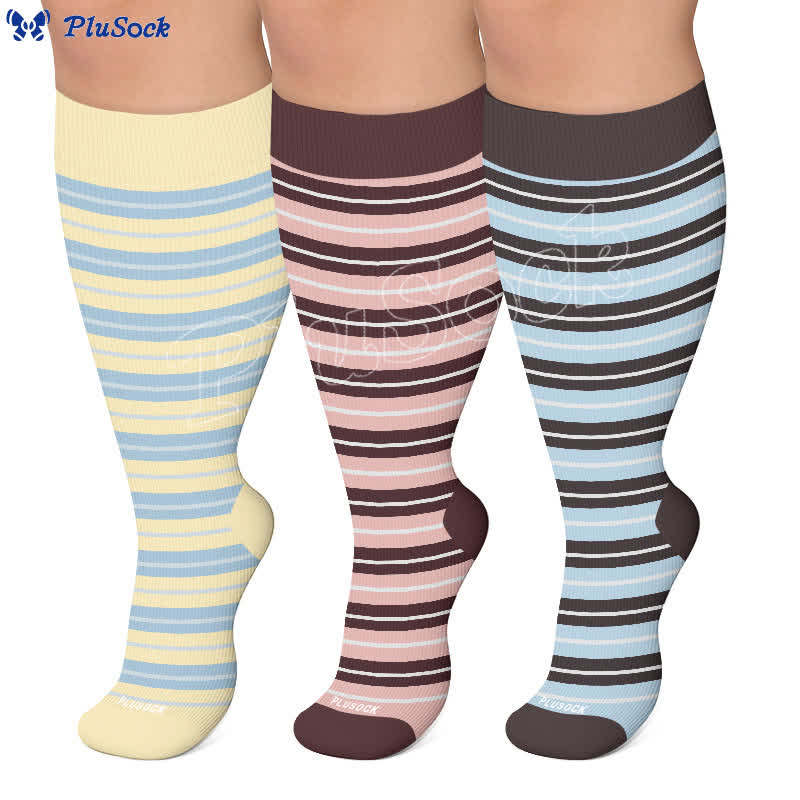 Plus Size Retro Stripe Compression Socks - image 0