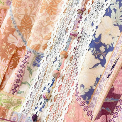 Vintage Patchwork Floral Midi Dress - image 4