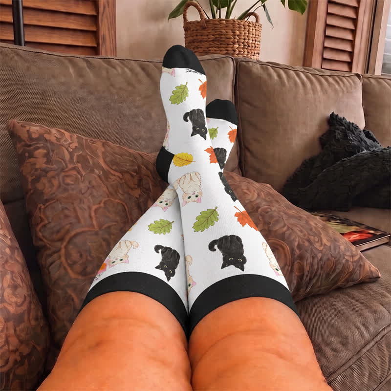 Plus Size Autumn Cat Frog Compression Socks - image 1