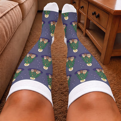 Plus Size  Christmas Cute Cat Compression Socks - image 1