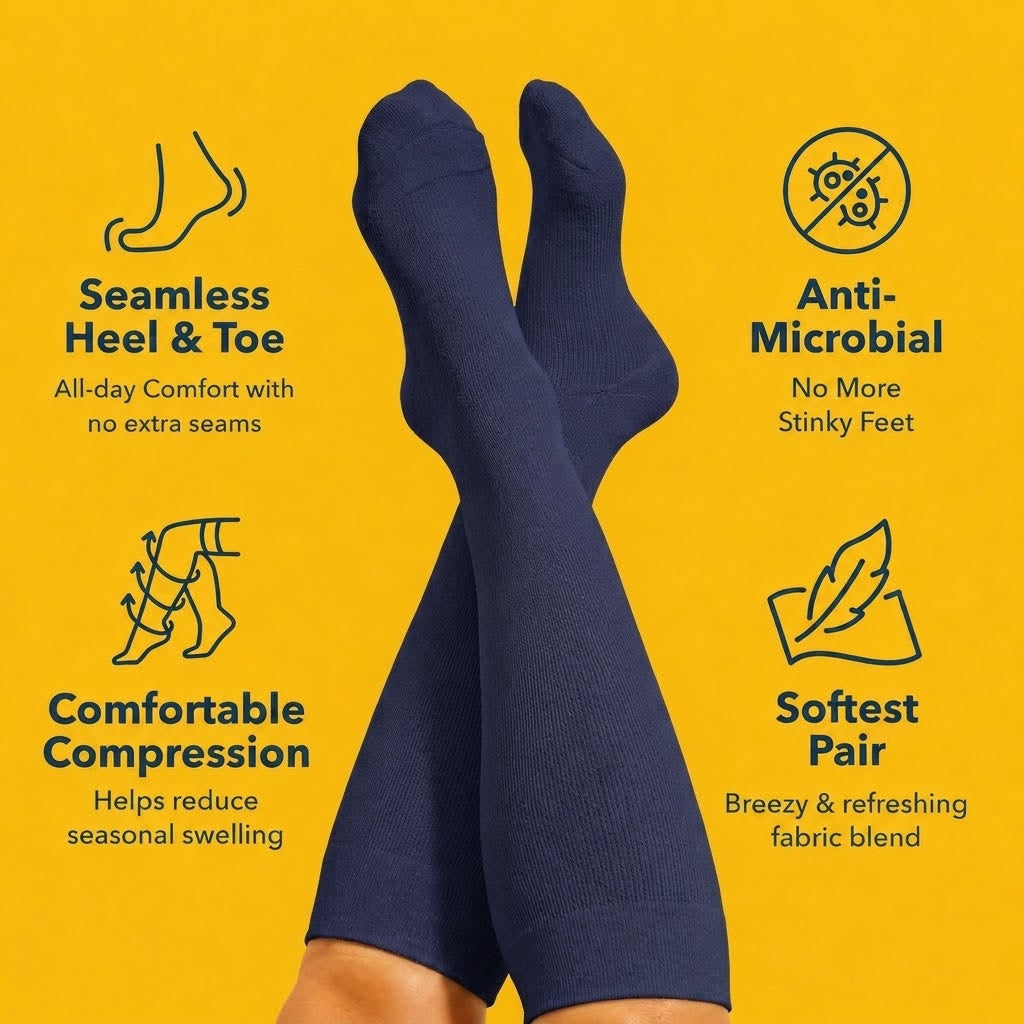 Plus Size Navy Blue Bamboo Compression Socks - image 3