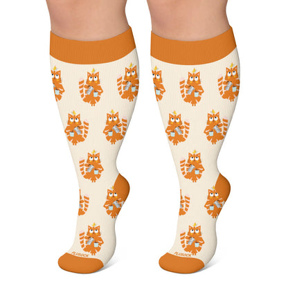 Plus Size Coffee Cat Compression Socks - Orange - 4XL - image 4