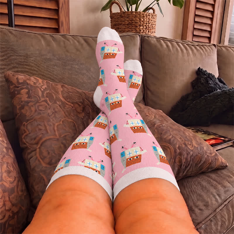 Plus Size Fun Cartoon Print Compression Socks - image 2