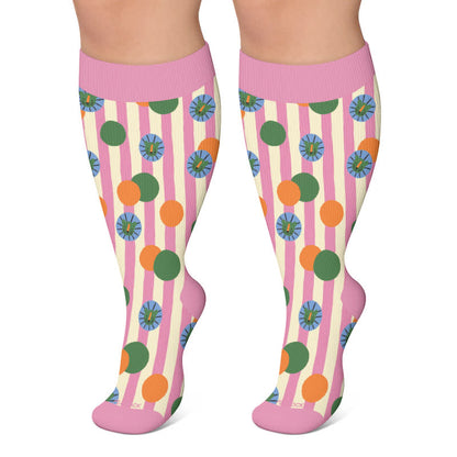 Plus Size Cute Cat Rabbit Compression Socks - Purple - 4XL - image 5
