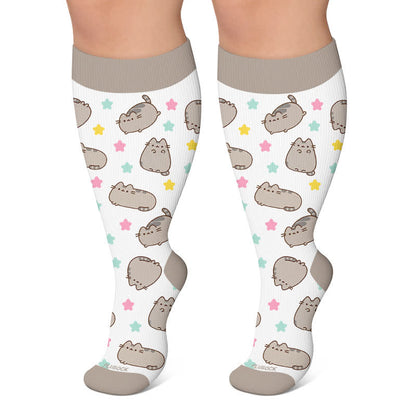 Plus Size Cute Cat Rabbit Compression Socks - White - 4XL - image 4