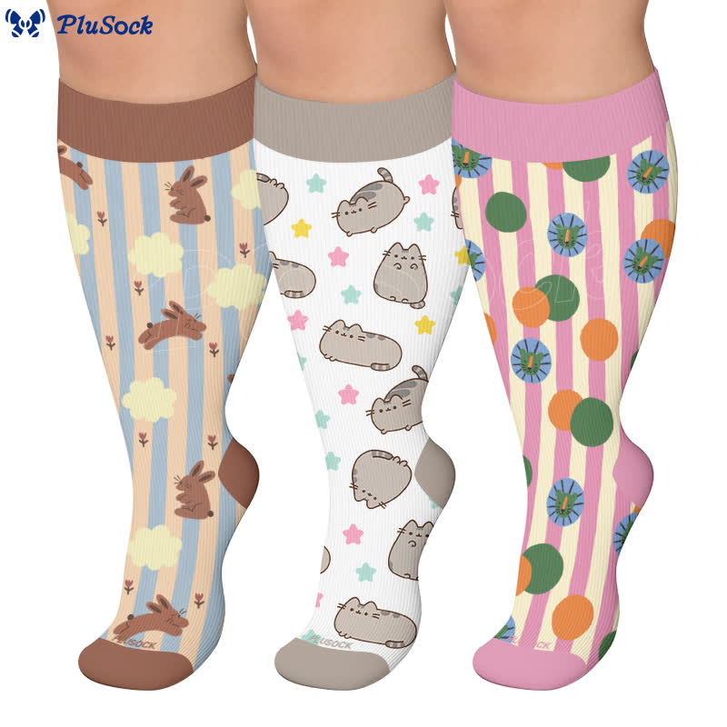 Plus Size Cute Cat Rabbit Compression Socks - image 0