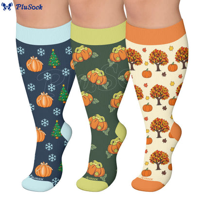 Plus Size Pumpkin Snowflake Frog Compression Socks - image 0