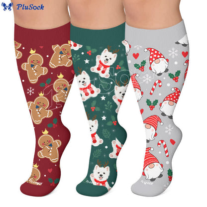Plus Size Gingerbread Dog Christmas Compression Socks - image 0