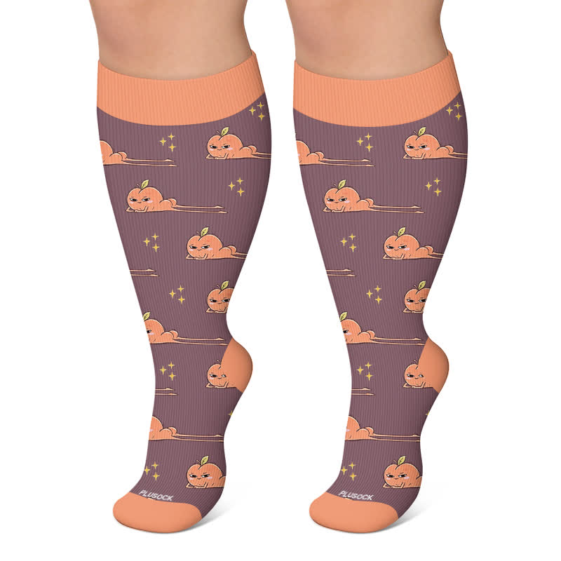 Plus Size Playful Snowmen Frogs Compression Socks - Dark Purple - 4XL - image 5