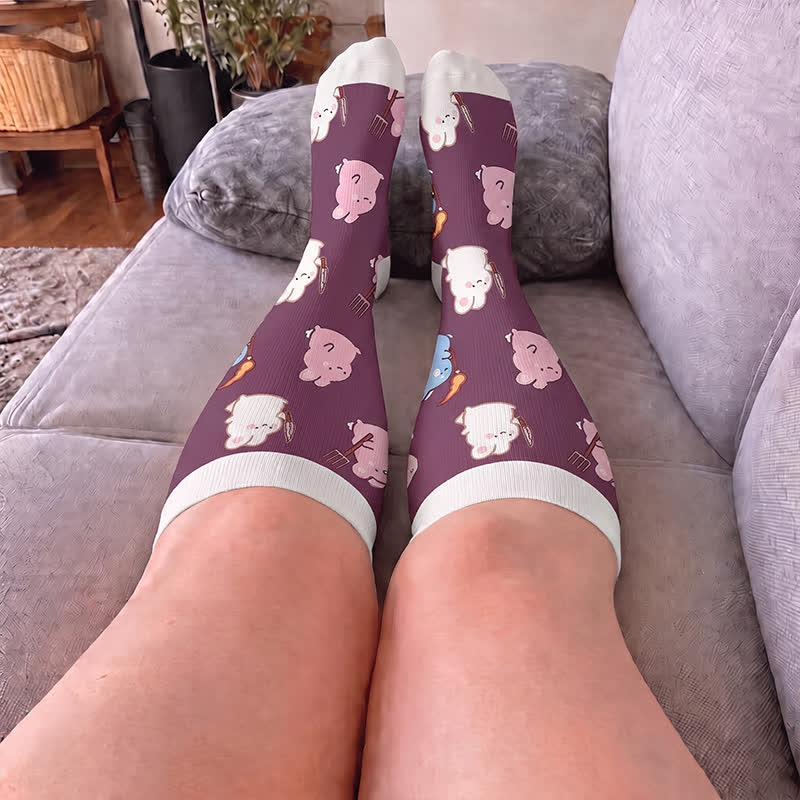 Plus Size Magic Bunnies Cats Dogs Compression Socks - image 2