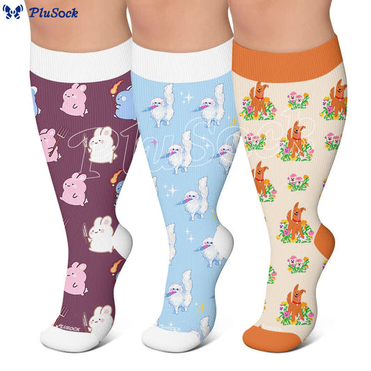 Plus Size Magic Bunnies Cats Dogs Compression Socks - image 0