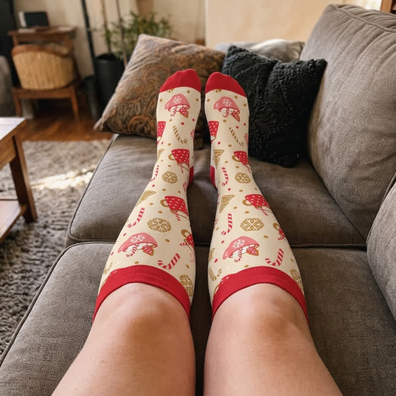 Plus Size Christmas Drinks Compression Socks - image 2