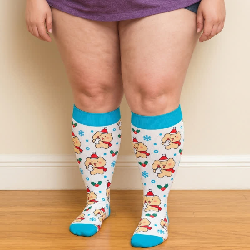 Plus Size Christmas Bear Compression Socks - image 3