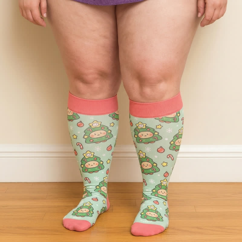Plus Size Christmas Bear Compression Socks - image 1